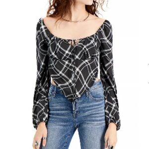 Just Polly NY Crop Long Sleeve Blouse